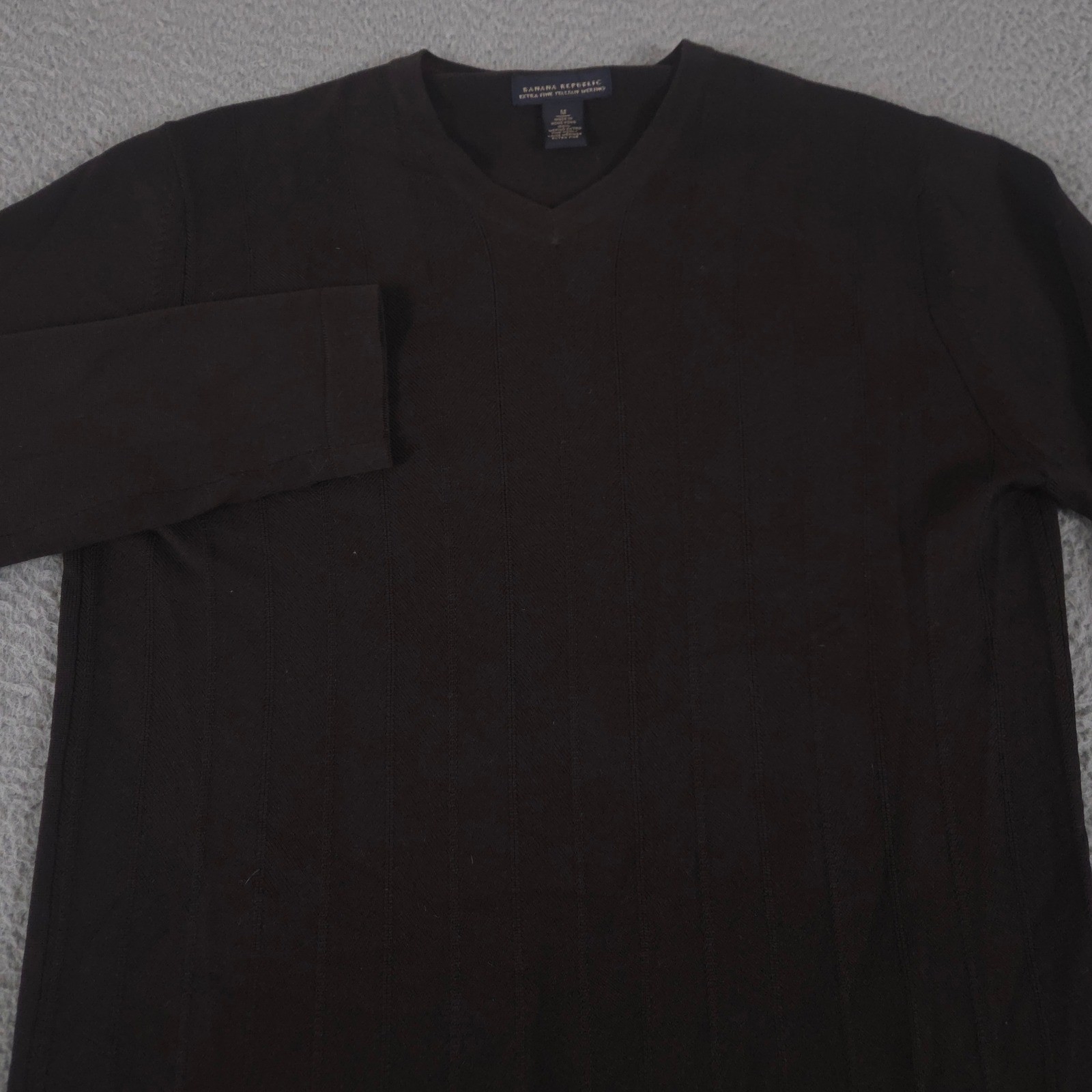 Banana Republic Sweater Womens M Brown Fireside Merino Wool V-Neck Pullover Knit