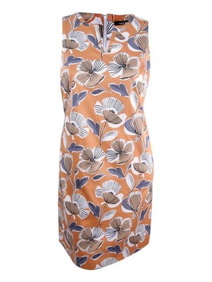 Nine West Women's Split-Neck Floral Dress (18, Canyon/DuneMulti) 782418744119