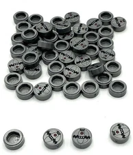 Lego 50 New Flat Silver Tiles Round 1 x 1 SW Thermal Detonator Red Button Part