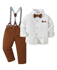Toddler Baby Boy Clothes Suit Gentleman Wedding Outfits Formal 4-5T L White