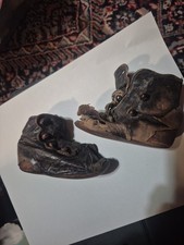 Antique Victorian child Button Shoes-c1800-1900s Edwardian Vintage--Doll