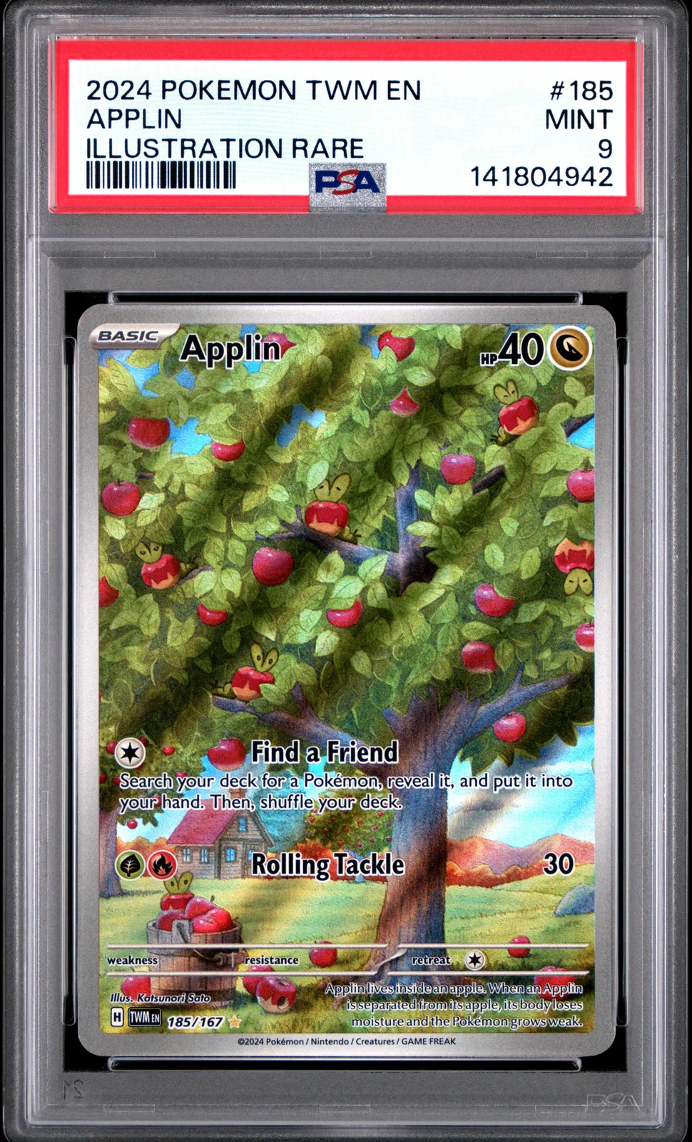 2024 Pokemon Twilight Masquerade Applin #185 PSA 9