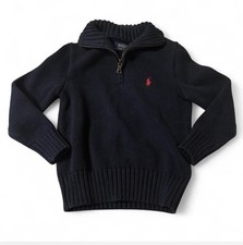 Polo Ralph Lauren Boys Quarter Zip Sweater Size 4 EUC Navy Blue