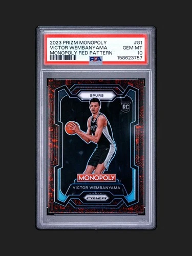 PSA 10 💎 2023 Panini Prizm Monopoly 81 Victor Wembanyama Monopoly Red Pattern