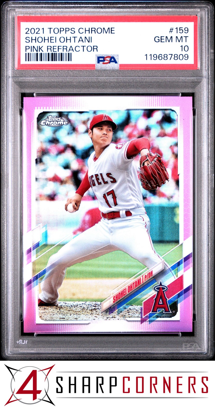 2021 TOPPS CHROME PINK REFRACTOR #159 SHOHEI OHTANI PSA 10