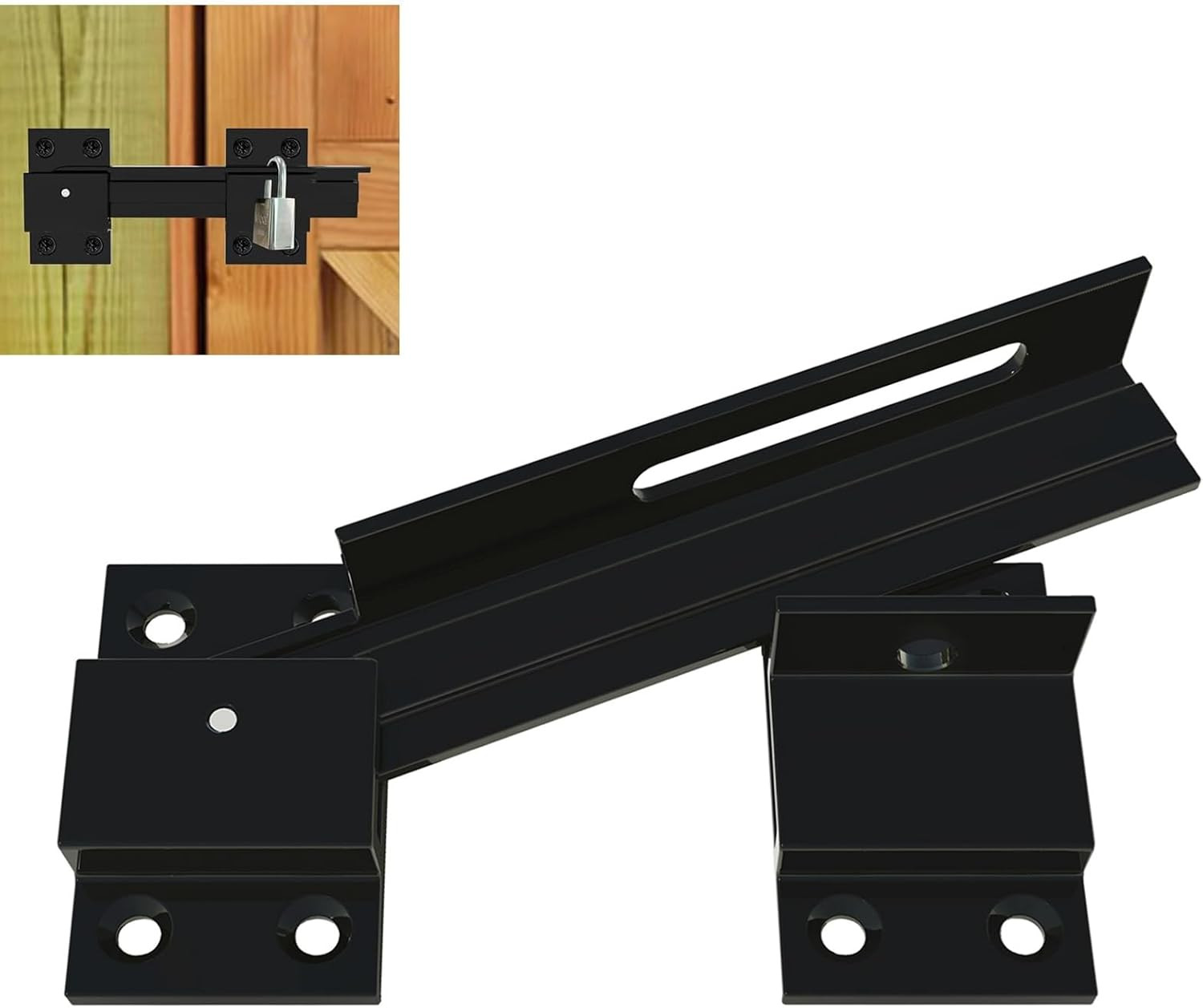 Flip Gate Latch Lock with Padlock Hole, Aluminum Alloy Adjustable Door Latch Bar