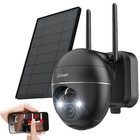 Überwachungskamera Aussen Kabellose WLAN 360°PTZ Solar/Akku Kamera Farbnachtsich