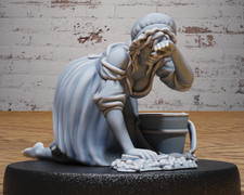 Villager Cleaning Woman - 28mm/32mm Scale - Epic Miniatures - Festival Village