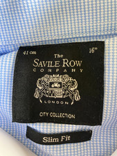 SAVILE ROW. mens single cuff long sleeve shirt. 16". 41 cms. Slim Fit.
