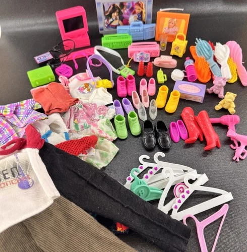 Vintage 80’s 90’s Mattel Barbie Doll Clothes Shoes Accessories Lot 65+ Pieces