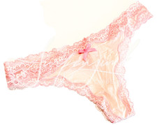 Victoria's Secret Vintage Panties Panty Small Light Baby Pink Lace Thong Bikini