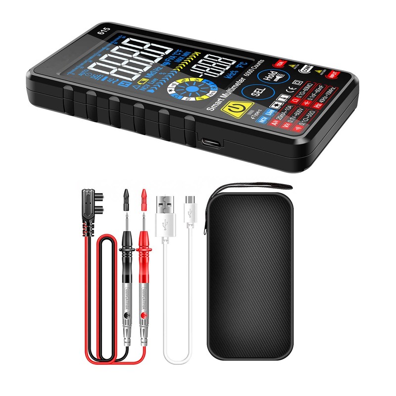 Digital Multimeter Tester 6000 Counts Smart LCD Display Rechargeable With Bag