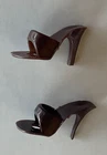Barbie 1959 Brown #1 Open Toe  OT High Heel Shoes Mules with Holes ~ Japan~VTG
