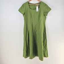 NEW Uniqlo dress womens XL shift midi green lyocell linen short sleeve 126751