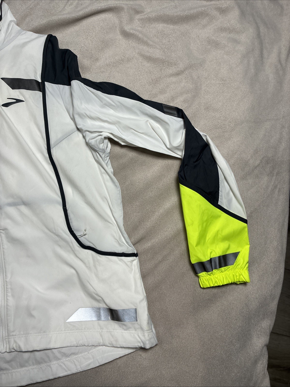 Brooks Running Windbreaker Jacket Small White/ Bl… - image 2