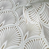 Layla Retro Kunst Deko Geometrisch Metallisch Ventilatoren - Weiß GV3101 -