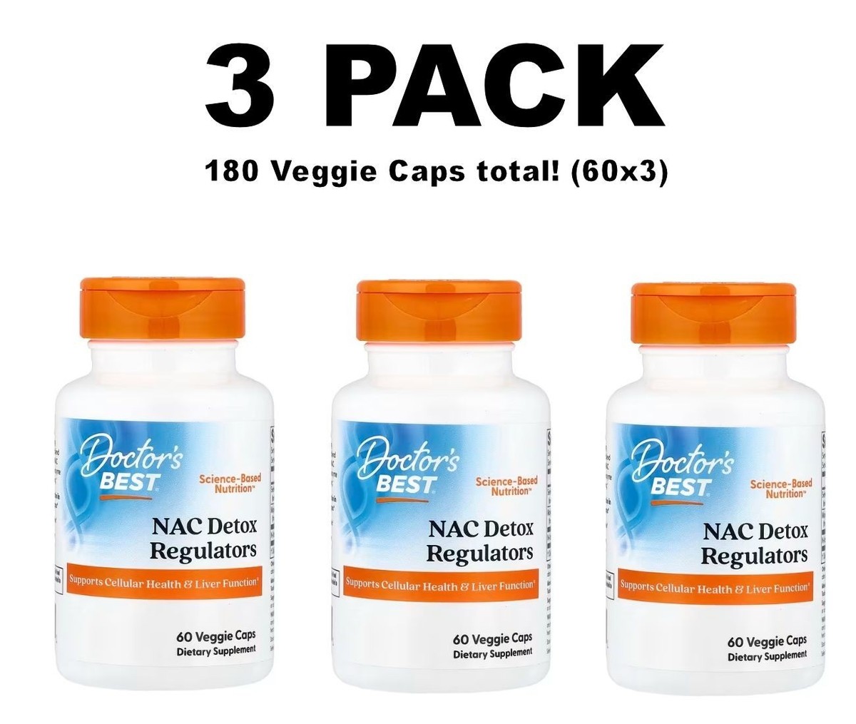 Doctor's Best NAC Detox Regulators with Seleno Excell, 3 PACK, 60 Veggie  Caps ea | eBay
