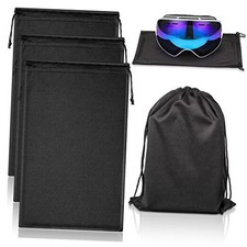 3 Pcs Ski Goggle Bags Microfiber Drawstring Protection Bags for Snow Ski Black