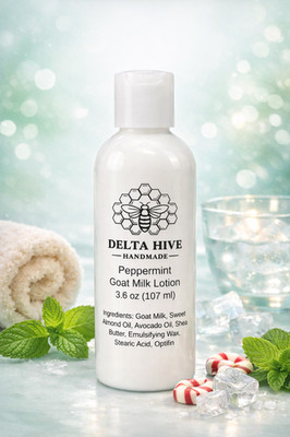 Delta Hive Creamy Moisturizing Goat Milk Lotion   Peppermint Scented 3.6 oz