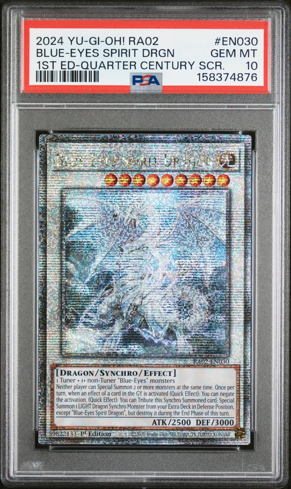 2024 YU-GI-OH! 1ST EDITION-QUARTER CENTURY SR BLUE-EYES SPIRIT DRAGON PSA 10