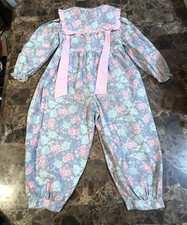 VTG Bubble Romper Pink Blue Floral Print Size 5T One Pc