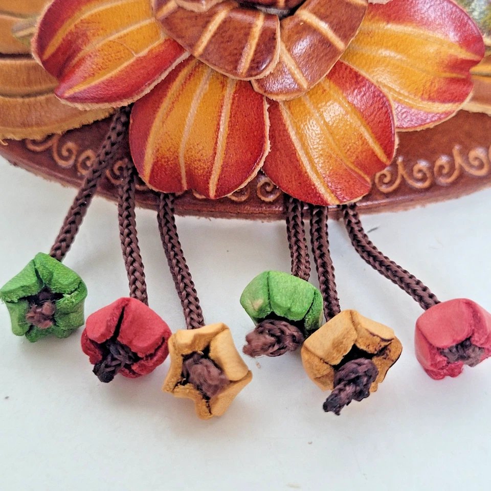 Clipe de cabelo de couro flor barrette rabo de cavalo suporte pônei feito à mão feito à mão - Imagem 3 de 4