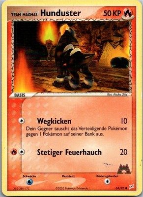 Pokémon Hunduster 63/95 EX Team Magma vs Team Aqua 2005 Deutsch