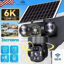 Solar Security Camera Outdoor Wireless with 3-Lens for Home Yard Surveillance US
