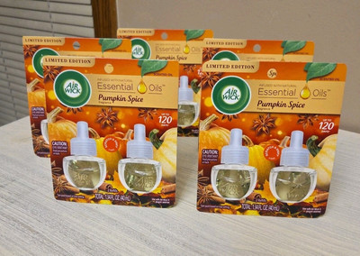 Lot Of 5 New Air Wick Essential Oils Pumpkin Spice Scented Oil 2 Refills