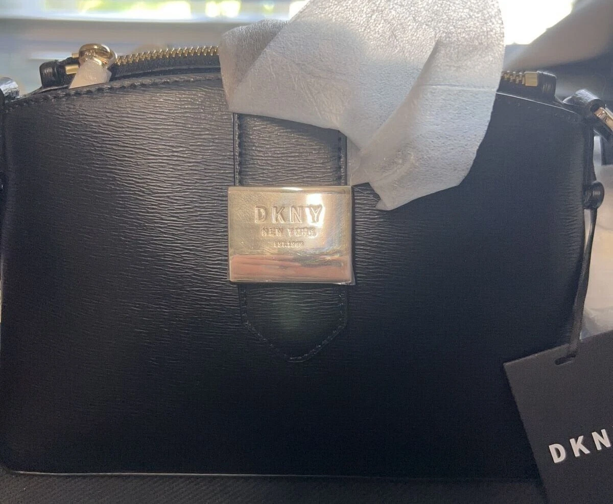 DKNY Black Layla Crossbody Leather Laptop Bag NWT