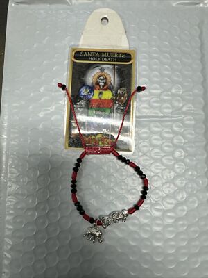 Pulsera de Santa Muerte imagen Bendecida Bracelet Suerte Consagrado Blessed