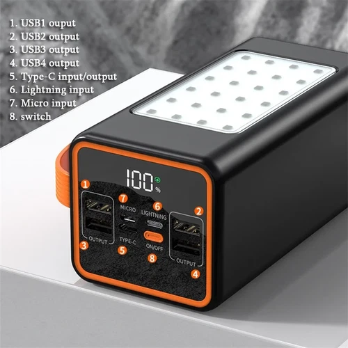 50000mAh Power Bank 66W PD Fast Charging for phone Outdoor Camping Power Supply - Picture 1 of 8