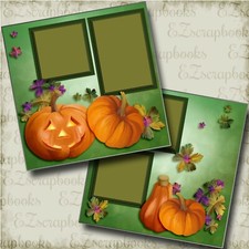 PUMPKINS - Halloween - 2 Premade Scrapbook Pages - EZ Layout 4120