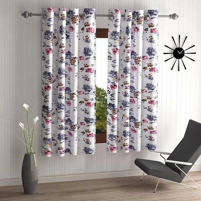 Cortinas de ventana de poliéster con ojales de flor de viento gris de 2 piezas 5 7 9 pies Foto 4 de 4