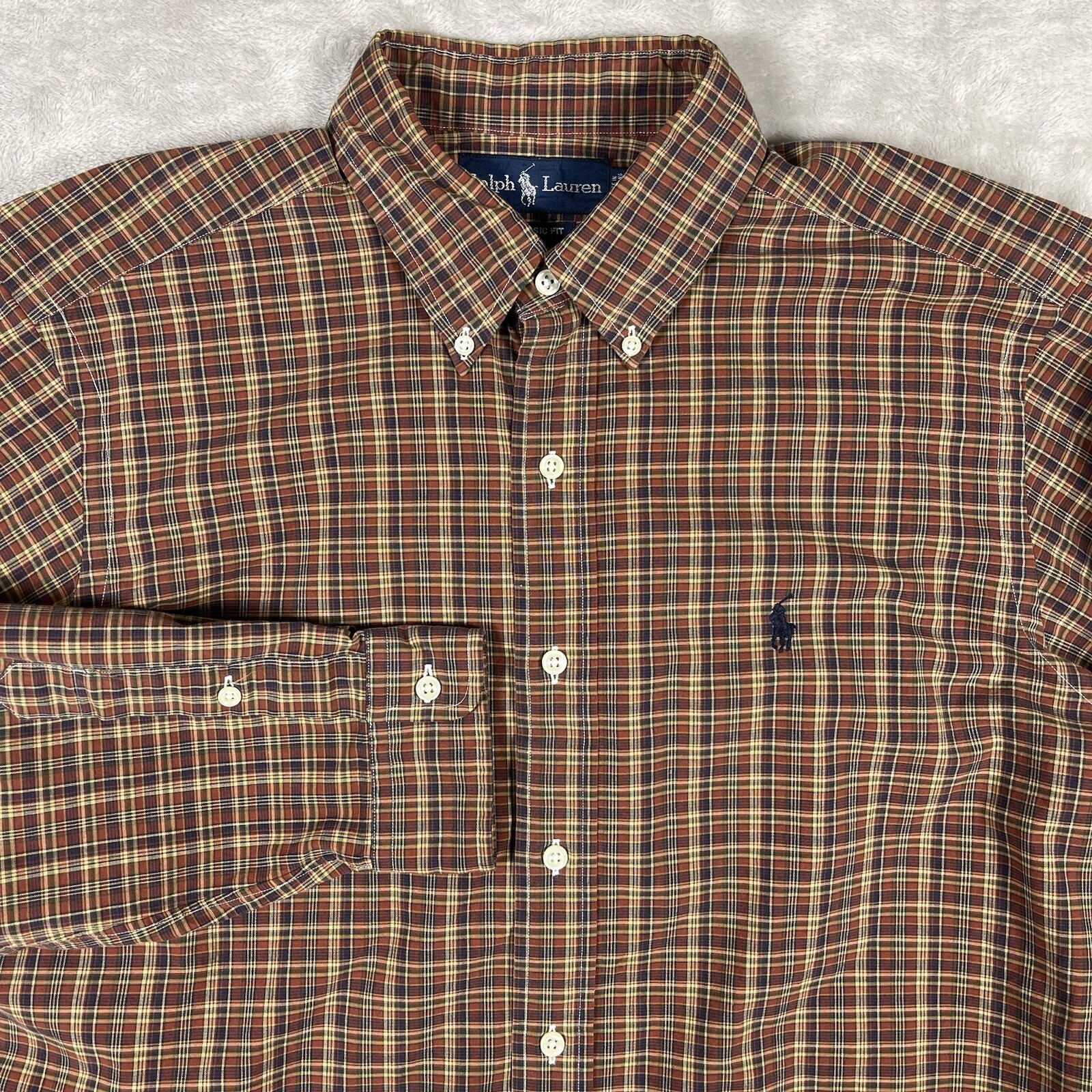 Camicia Ralph Lauren vintage uomo grande multicolore a quadri vestibilità classica pony cotone