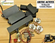 Artec Ceramic Active PJ Bass Pickups with Pots, Jack, Cap, and Battery Clip