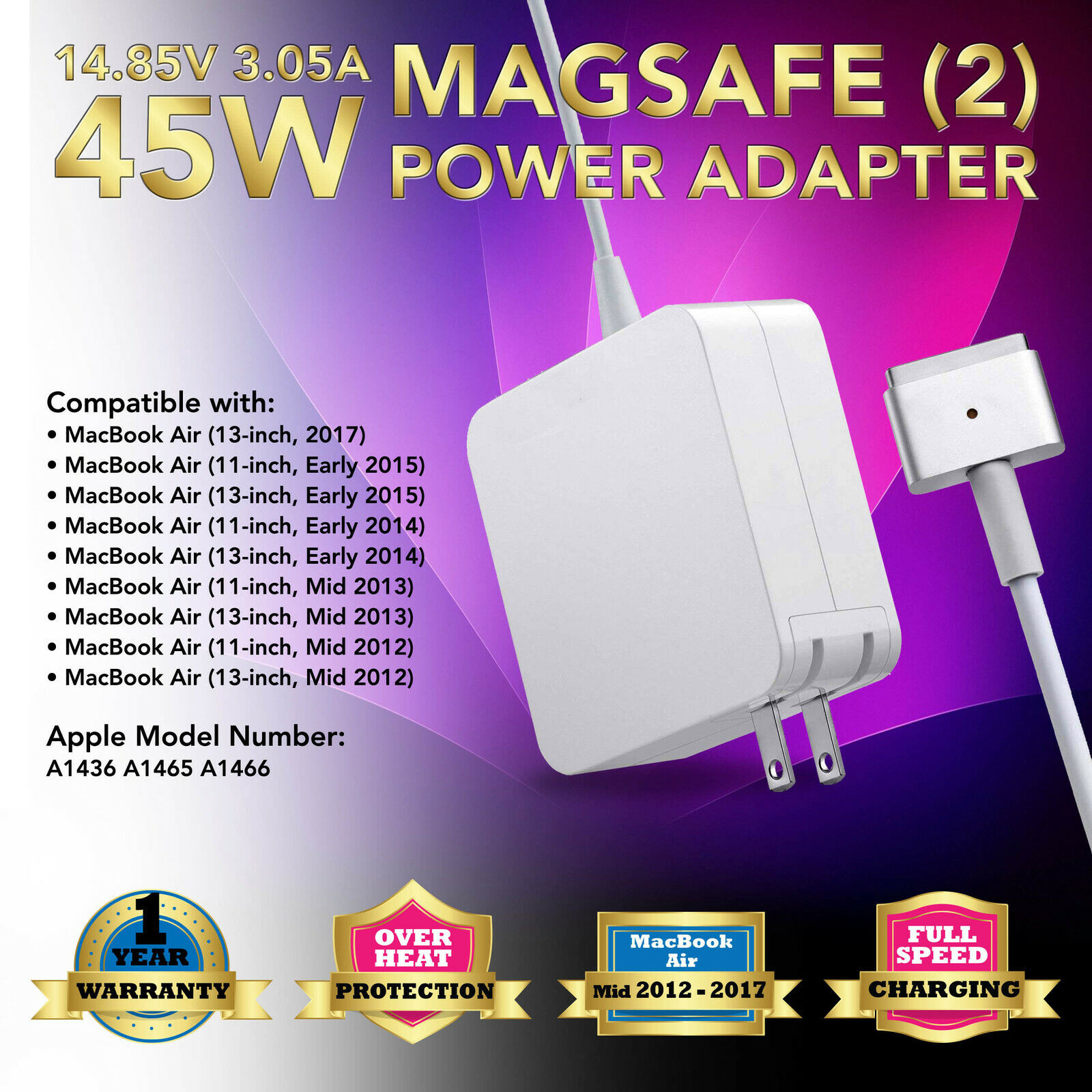 45W Power Adapter Charger for Apple Macbook Air 11