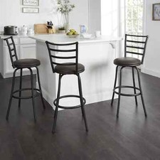 Set of 3 Swivel Bar Stools Adjustable Height Kitchen Tall Chairs Counter Height
