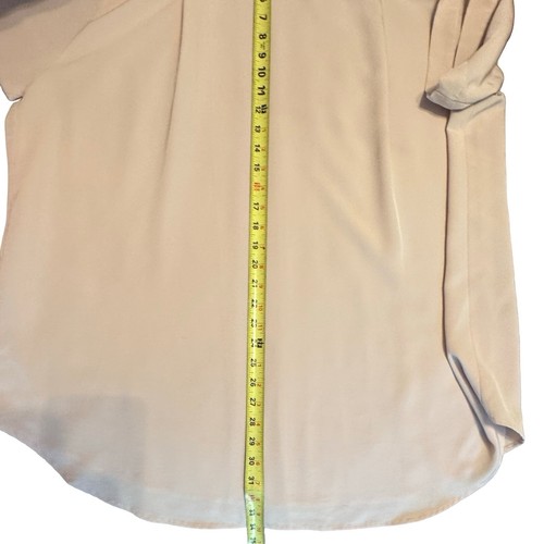 Classic Button-Up Short Sleeve Luxe Blouse Bust 55" Beige Career OfficeCore - Picture 10 of 12