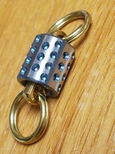 EDC Carabiner Keychain, Key Ring Accessory, Silver/Green Titanium Bead