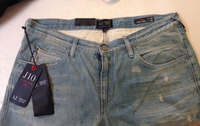 Armani Men Jeans 33 x 34 J10 Extra slim fit. Faded blue distressed Auth NWT  | eBay