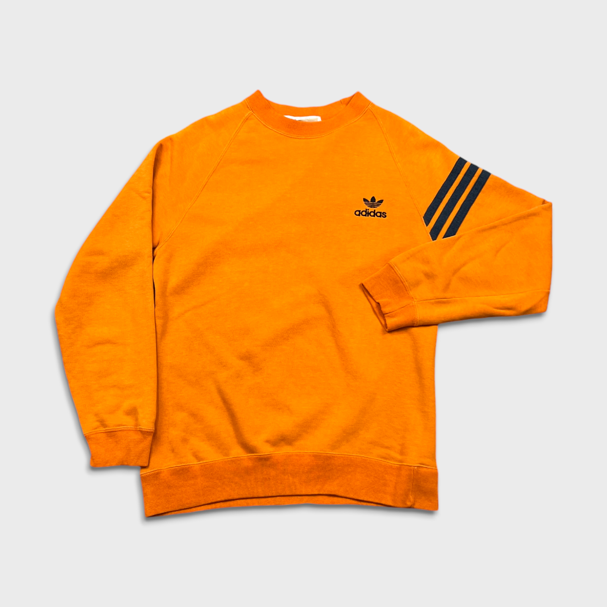 Vintage Adidas Sweatshirt Mens XS Orange Stripe Trefoil Spell - Main Image