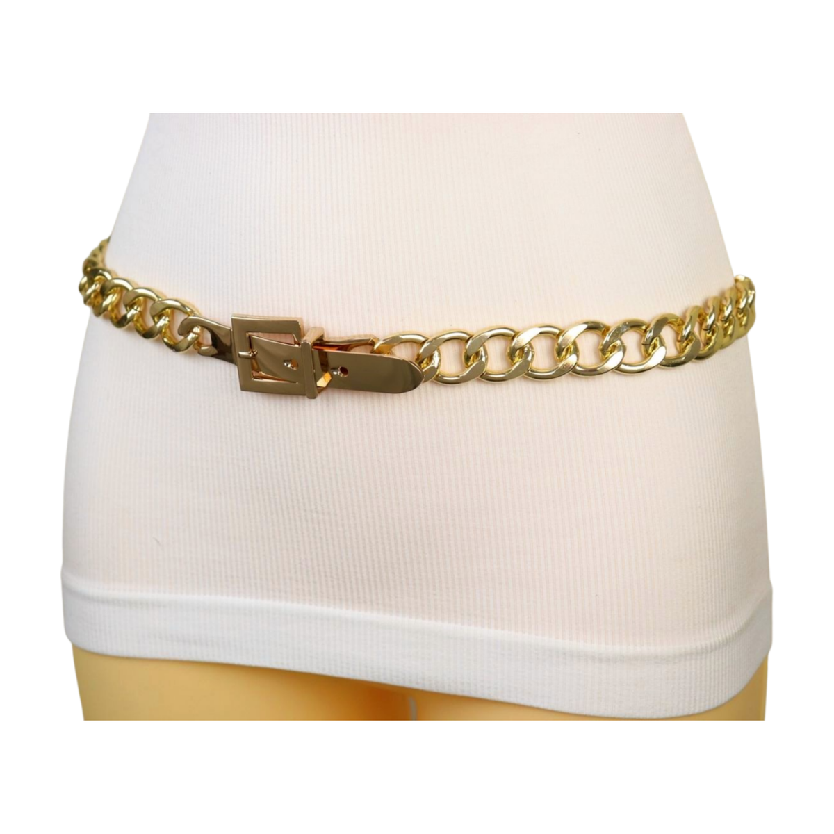 6125 Western Square Waist Chain For Women Metal Link Belt Adjustable Liutufy Punk Chunky Waist Chain Belt for Women with Square  main image 3