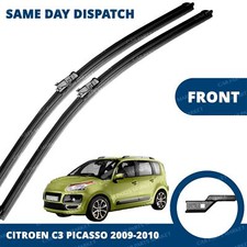 Image of Front Windscreen 24" 16" Flat Aero Wiper Blades for Citroen C3 Picasso 2009-2010