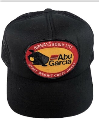 Vintage Abu Garcia amBASSadeur Lite, Adjustable Snapback,Mesh,Black Fishing Cap