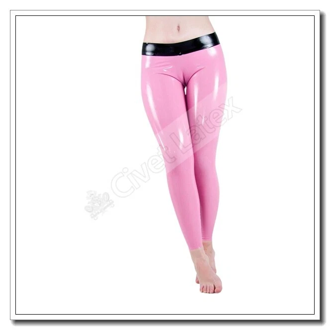 Latex Pants for Women Cameltoe-Effect Leggings Hot Pink No Zip