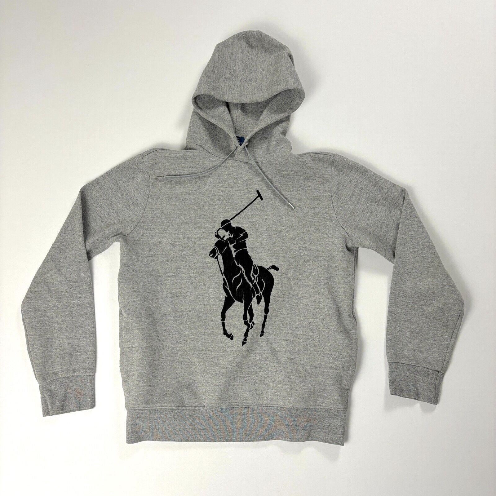 Polo Ralph Lauren Uomo Doppia Maglia Big Pony Felpa con Cappuccio Grigio Tg S Logo Grafico