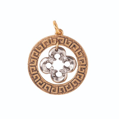 Beaucoup Designs AIMEZ 2 TONE GREEK KEY CLOVER CHARM