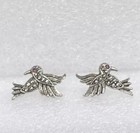 VTG 1994 AVON Hummingbird Silver Tone Faux Marcasite Stud Pierced Earrings — photo 2