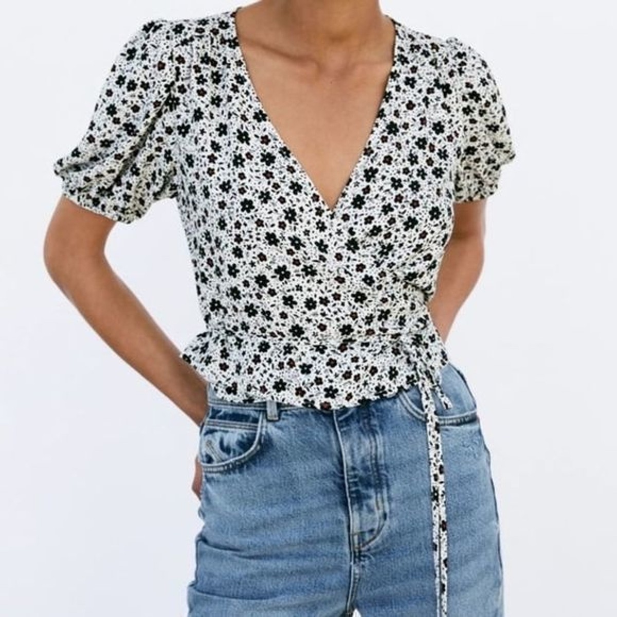 ZARA FLORAL PRINT WRAP TOP | eBay